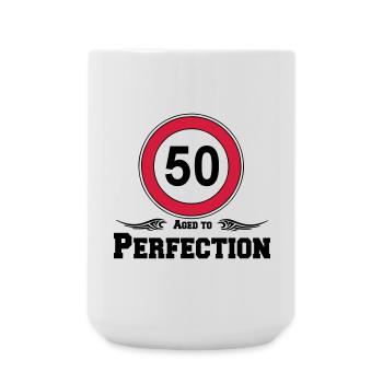 50.Geburtstag , 50 Aged to Perfection ..(25) - Große Tasse 440 ml - Weiß - Vorne