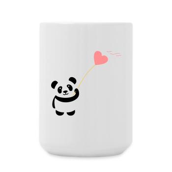 panda heart cute balloon bear big thick kusch - Large Mug 440 ml - white - Front