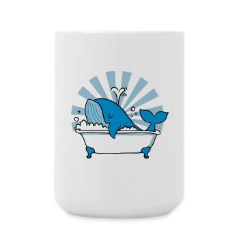 Wal in der Badewanne – Lustiges Ozean Design - Große Tasse 440 ml - Weiß - Vorne