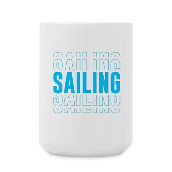 Segeltypografie - Text gestapelt - Große Tasse 440 ml - Weiß - Vorne