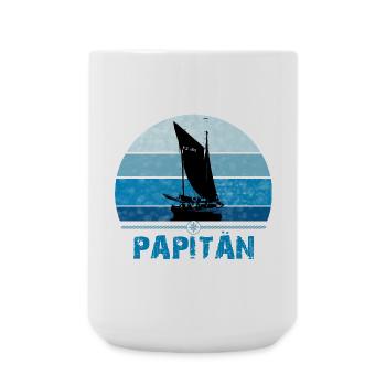 PAPITÄN - Papa, der Kapitän und Anker - Geschenk - Große Tasse 440 ml - Weiß - Vorne