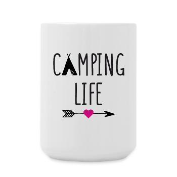 La vie en camping - Grande tasse 440 ml - blanc - Devant