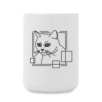 Katze in geometrischer Form - Line-Art-Design - Große Tasse 440 ml - Weiß - Vorne
