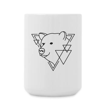 Bär in geometrischer Form - Line-Art-Design - Große Tasse 440 ml - Weiß - Vorne