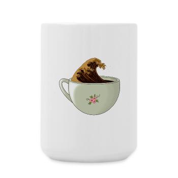 The Great Wave of Caffeine - Large Mug 440 ml - white - Front