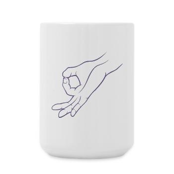 Hand signal hole peeked in child's play - Large Mug 440 ml - white - Front