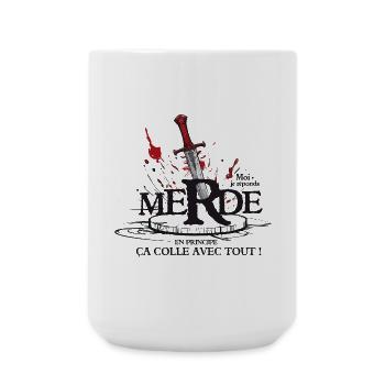 Moi je réponds merde, ça colle avec tout ! humour - Grande tasse 440 ml - blanc - Devant