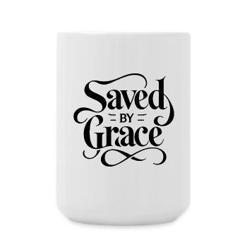 Saved by Grace Lettering Design - Large Mug 440 ml - white - Front