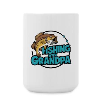 Angeln mit Opa buntes Angelmotiv - Große Tasse 440 ml - Weiß - Vorne