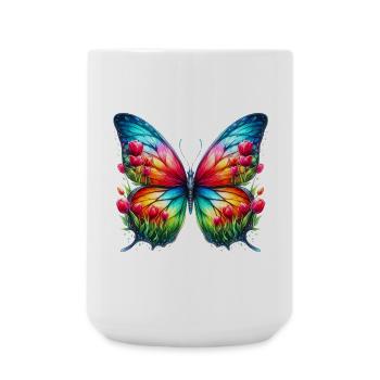 Papillon Fleurs Tulipes Tulipe Hollande - Grande tasse 440 ml - blanc - Devant