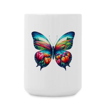 Papillon Fleurs Tulipes Tulipe Hollande - Grande tasse 440 ml - blanc - Devant