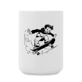 Cartoon Skateboarding Boy - Large Mug 440 ml - white - Front
