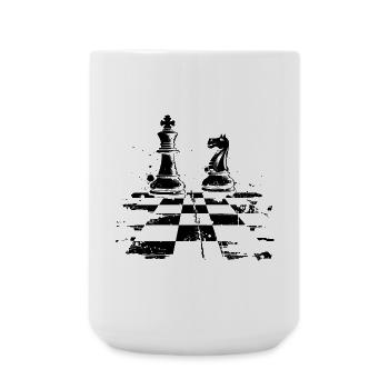 Schach Dame und König Zeichnung - Große Tasse 440 ml - Weiß - Vorne