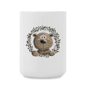 Droll Brown Bear Leaf Couronne Animal Sauvage Bande Dessinée - Grande tasse 440 ml - blanc - Devant