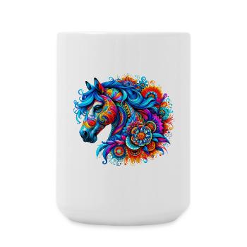 Pferd - Große Tasse 440 ml - Weiß - Vorne