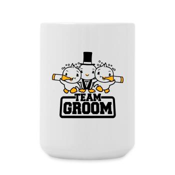 3 Vögel Team Groom Spruch Freunde Bräutigam Party - Große Tasse 440 ml - Weiß - Vorne