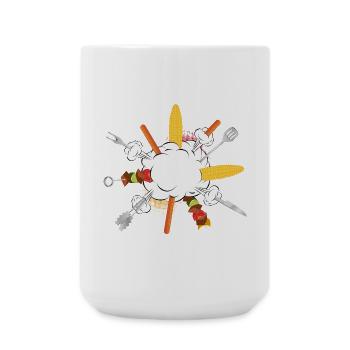 Grill-Explosion – Comic-Motiv für echte Kerle - Große Tasse 440 ml - Weiß - Vorne