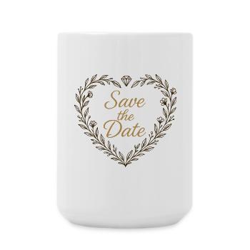 Save the Date Herz mit Diamant – Hochzeit 2025 - Große Tasse 440 ml - Weiß - Vorne