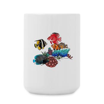 Poissons exotiques et coraux - Grande tasse 440 ml - blanc - Devant