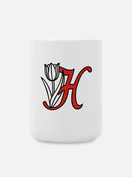 Buchstabe, Initiale, Blume - Große Tasse 440 ml - Weiß