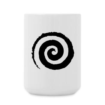 Schwarze Pinselstrich-Spirale - Große Tasse 440 ml - Weiß - Vorne