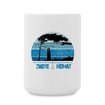 Zweite Heimat Darss - Leuchtturm Windflüchter - Große Tasse 440 ml - Weiß - Vorne