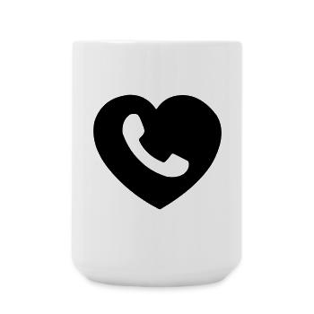 Heart or heart with phone cut out shadow - Large Mug 440 ml - white - Front