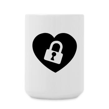 Herz oder Herz mit Schloss aufgeschnitten mein Herz - Große Tasse 440 ml - Weiß - Vorne