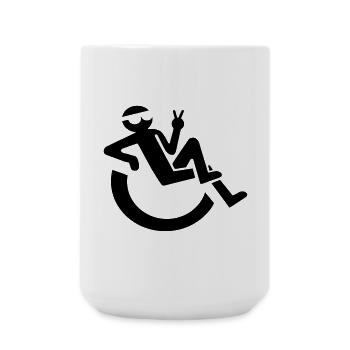 Entspannt fröhlich Rollstuhlfahrer Symbol * - Große Tasse 440 ml - Weiß - Vorne