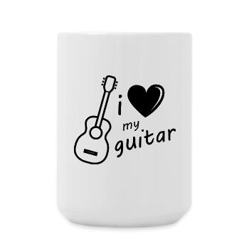 guitar Gitarre Symbol Grafik Herz Illustration - Große Tasse 440 ml - Weiß - Vorne