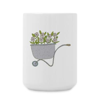 schubkarren blumen - Große Tasse 440 ml - Weiß - Vorne