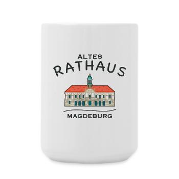 Magdeburg, Historisches Altes Rathaus - Große Tasse 440 ml - Weiß - Vorne