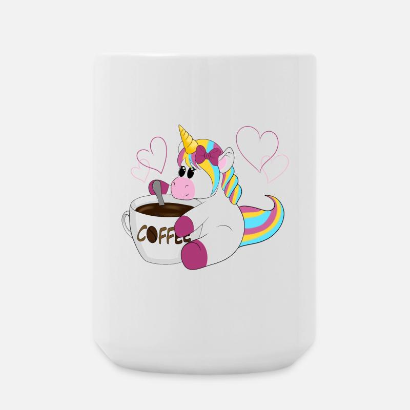 Regenbogen Einhorn Kaffeezauber - Große Tasse 440 ml - Weiß