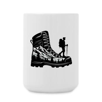 Drawing Hiker Mountain Hiking Shoe - Large Mug 440 ml - white - Front