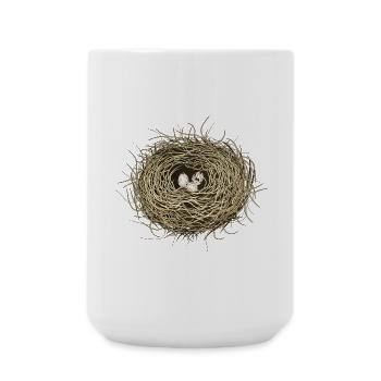 Nid d’oiseau ou panier de Pâques avec trois oeufs d’oiseau - Grande tasse 440 ml - blanc - Devant