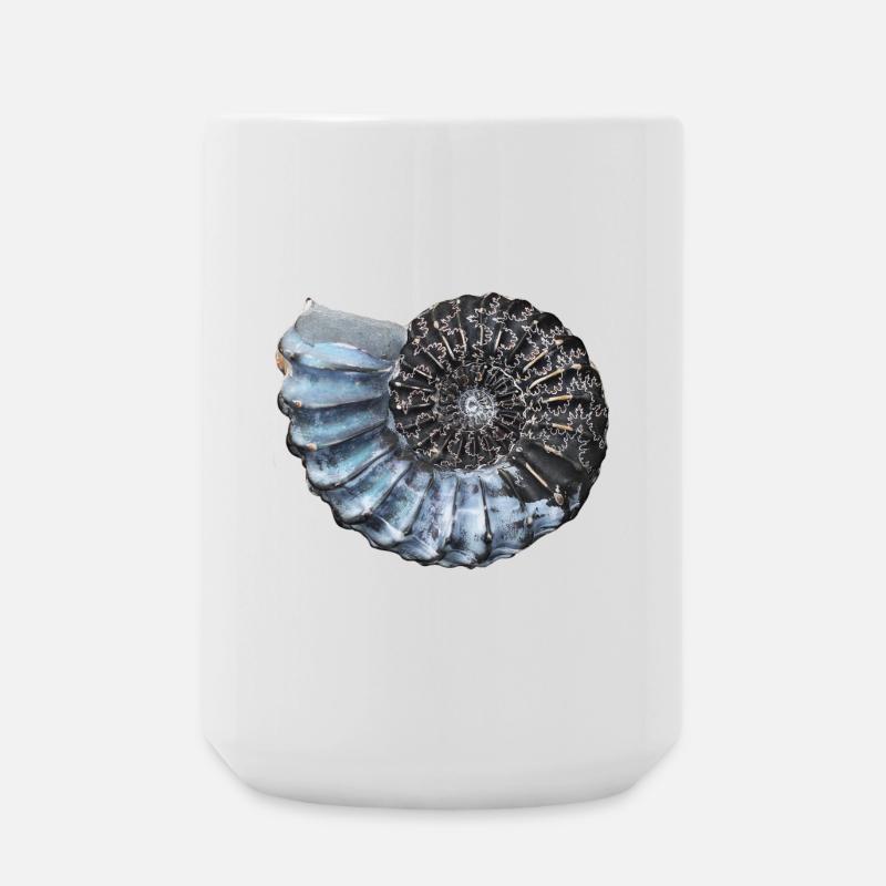 Ammonit mit wunderschöner Lobenlinie - Große Tasse 440 ml - Weiß