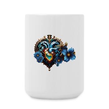 Awesome Steampunk Heart - Large Mug 440 ml - white - Front