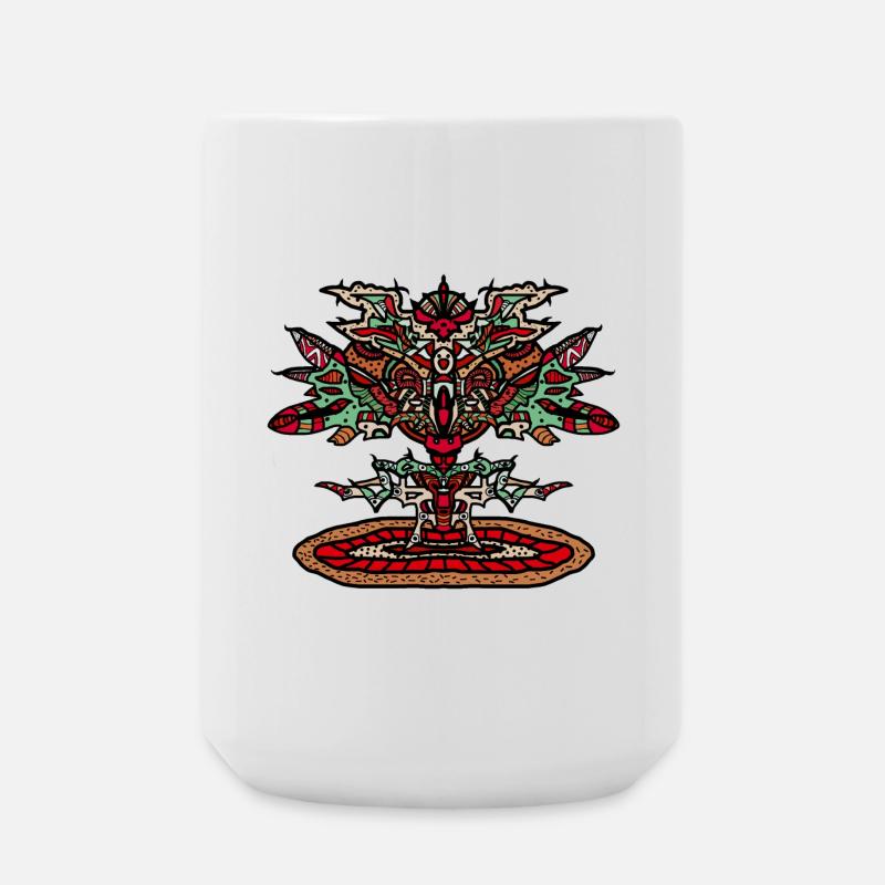 Totem Dragon Mandala Psychedelic - Large Mug 440 ml - white