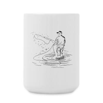 Angeln Zeichnung - Große Tasse 440 ml - Weiß - Vorne