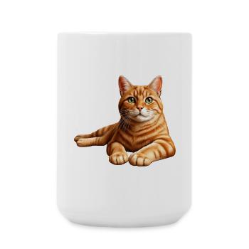 Portrait réaliste de chat tigré orange - Grande tasse 440 ml - blanc - Devant