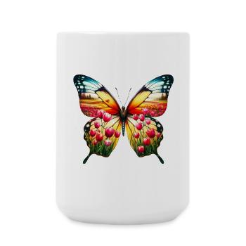 Schmetterling Tulpen Tulpe Holland - Große Tasse 440 ml - Weiß - Vorne