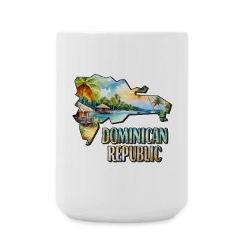 Watercolor Map Dominican Republic - Large Mug 440 ml - white - Front