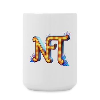 NFT in Lichtern – Leuchtendes Schilderdesign - Große Tasse 440 ml - Weiß - Vorne
