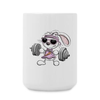 Krafttraining Hase Fitness Kraftsport - Große Tasse 440 ml - Weiß - Vorne