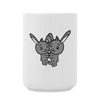 2 lapins deux amis équipe équipage couple câlin mignon - Grande tasse 440 ml - blanc - Devant