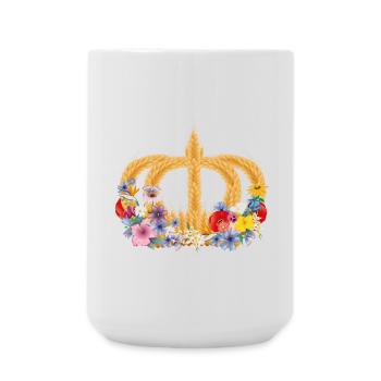 Ährenkrone mit Blumen – Symbol für Natur und Ernte - Große Tasse 440 ml - Weiß - Vorne