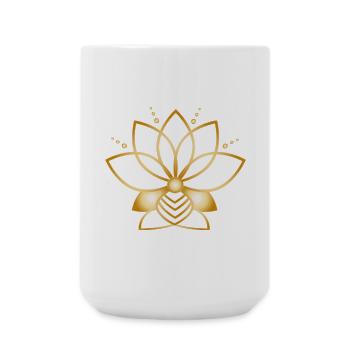 Goldenes stilisiertes Blütensymbol minimalistisch - Große Tasse 440 ml - Weiß - Vorne