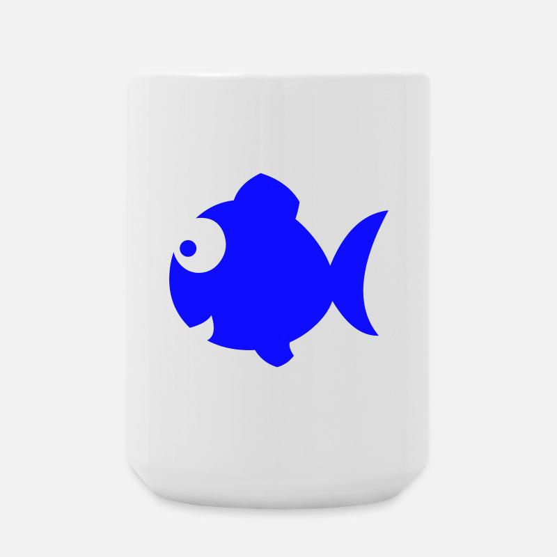 Happy Blue Fish - Large Mug 440 ml - white