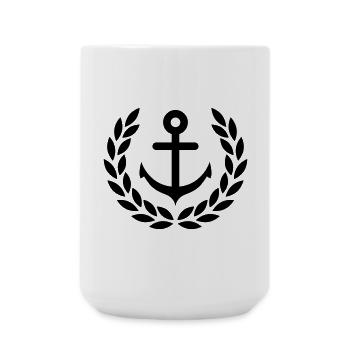 Anker mit Lorbeerkranz - Große Tasse 440 ml - Weiß - Vorne