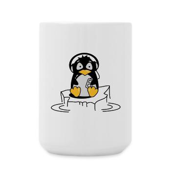 Penguin is listening to music - Large Mug 440 ml - white - Front